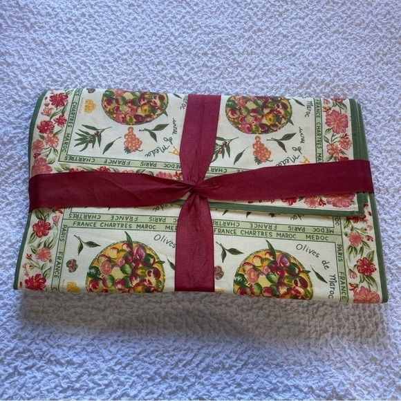 April Cornell Placemats & Napkins Set of Four (4) Olives Wine France NWT - Picture 4 of 11